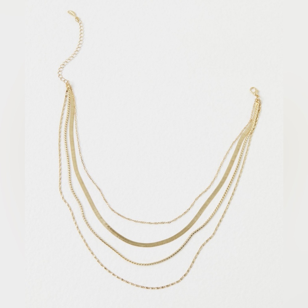 Free People Gold Plated Lara Layer Choker Necklace